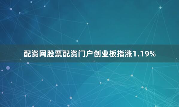 配资网股票配资门户创业板指涨1.19%
